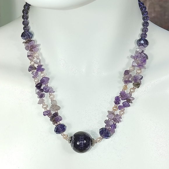 Amethyst & pearls necklace NWT - Picture 1 of 7